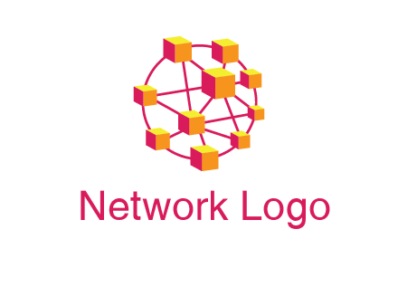 cubes and lines sphere communication logo