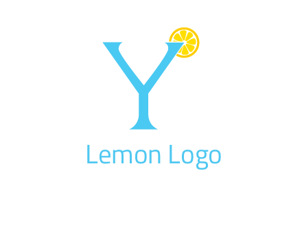 letter Y looking like glass with lemon