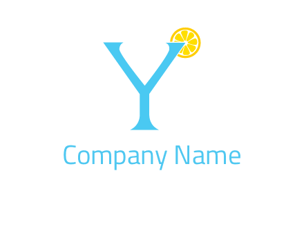 letter Y looking like glass with lemon