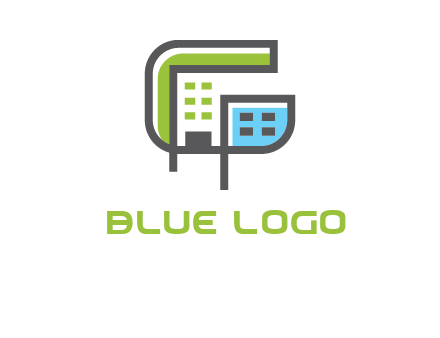 geometric letter g building logo