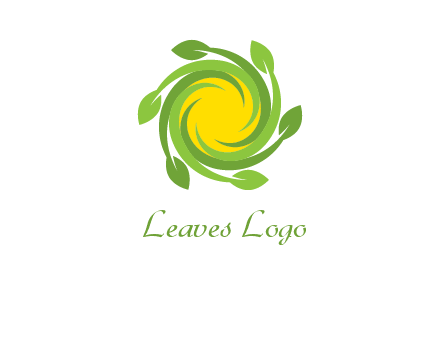 leaves around sun logo