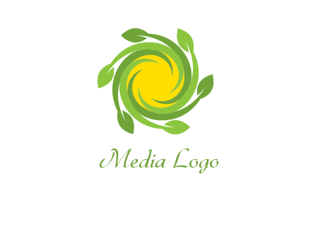 leaves around sun logo