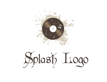 disc with music notes and splatter logo