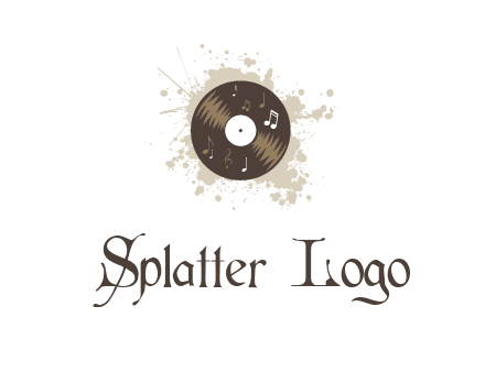 disc with music notes and splatter logo