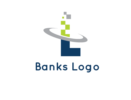 letter L swoosh and pixels logo