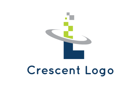 letter L swoosh and pixels logo