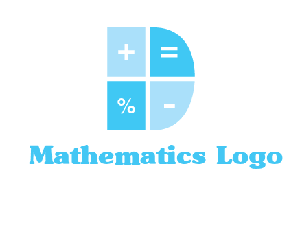 math signs in letter D logo