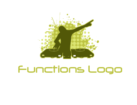 musician with disk jockey logo