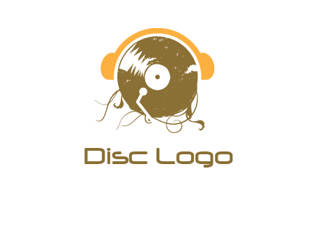 disc with headphones music logo