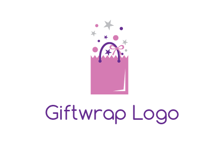 shopping bag with ribbons and stars logo