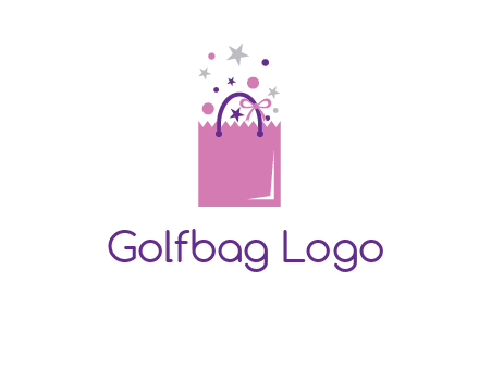 shopping bag with ribbons and stars logo