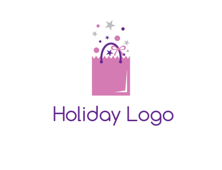 shopping bag with ribbons and stars logo