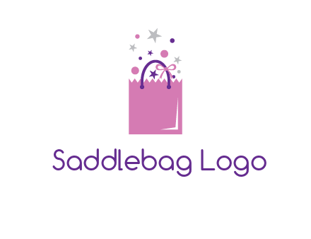 shopping bag with ribbons and stars logo