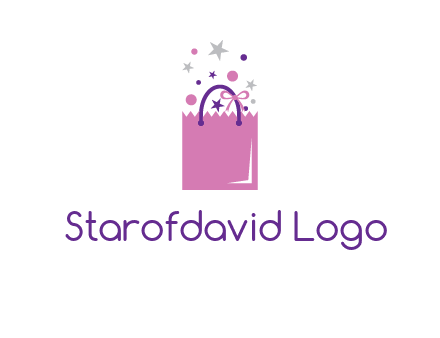 shopping bag with ribbons and stars logo