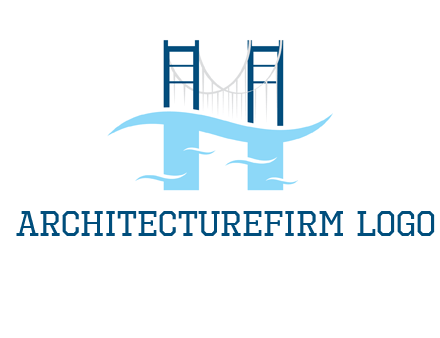 waves and bridge letter h logo