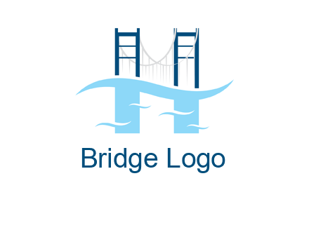 waves and bridge letter h logo