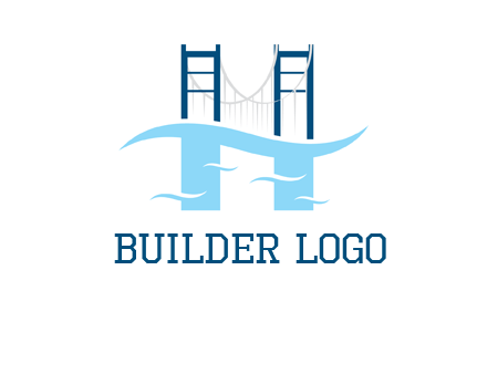waves and bridge letter h logo