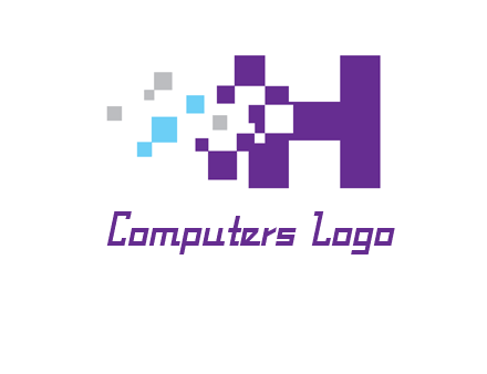 letter h pixels logo