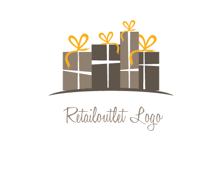 gift boxes with ribbon in a row logo