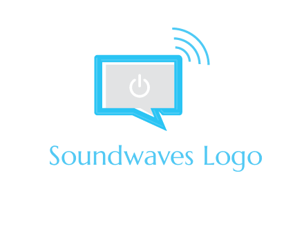 computer screen and chat bubble with waves logo