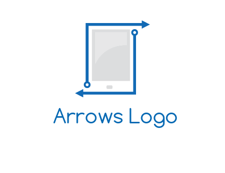 mobile with arrows and circuit logo