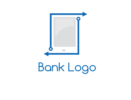 mobile with arrows and circuit logo