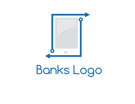 mobile with arrows and circuit logo