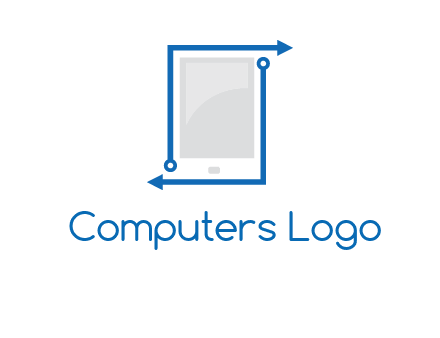 mobile with arrows and circuit logo