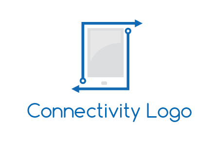 mobile with arrows and circuit logo