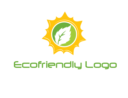 leaf in centre of sun logo