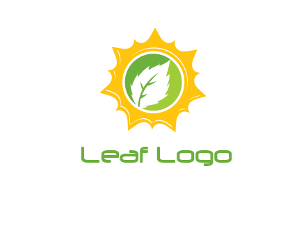 leaf in centre of sun logo