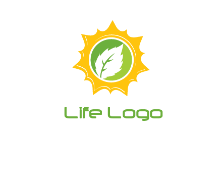 leaf in centre of sun logo