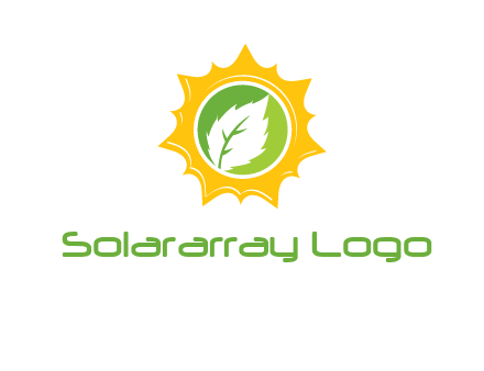 leaf in centre of sun logo