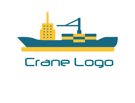 crane and deckhouse on consignment shipping logo icon