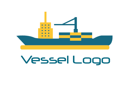 crane and deckhouse on consignment shipping logo icon