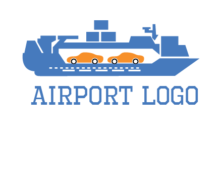 cars in ship transport logo