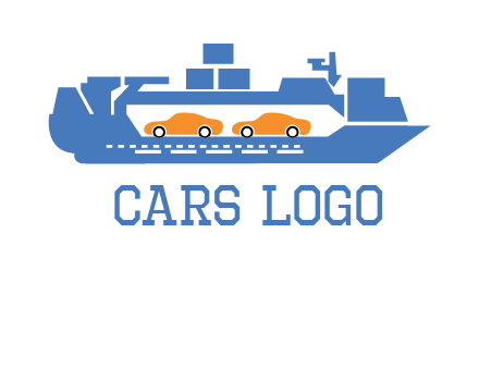 cars in ship transport logo