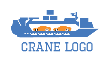 cars in ship transport logo