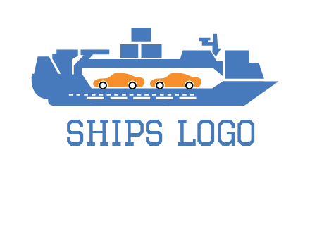 cars in ship transport logo