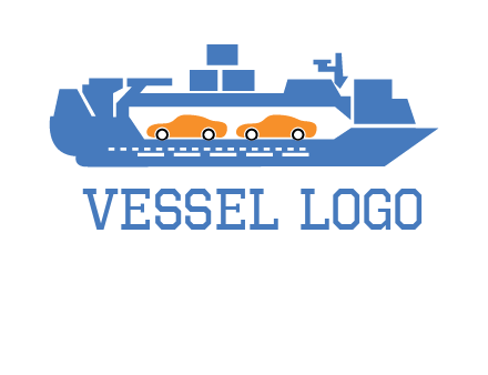 cars in ship transport logo