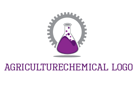 chemical flask and gear engineering logo