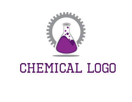 chemical flask and gear engineering logo