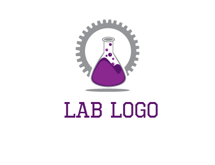 chemical flask and gear engineering logo