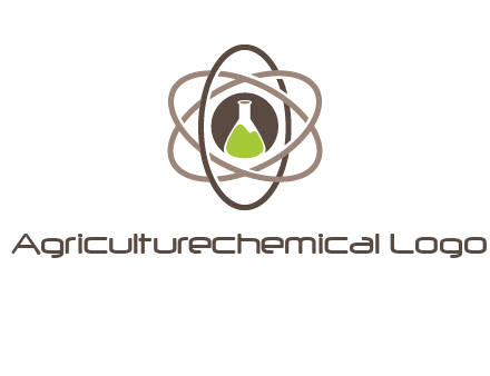 chemical flask and electron field research logo