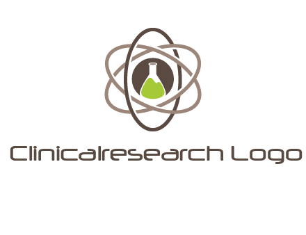 chemical flask and electron field research logo