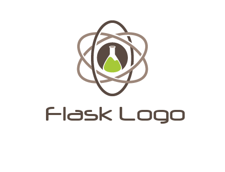 chemical flask and electron field research logo