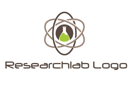 chemical flask and electron field research logo