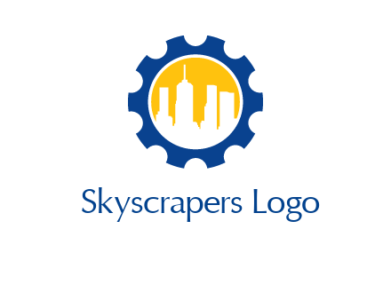 skyscrapers in circle gear logo