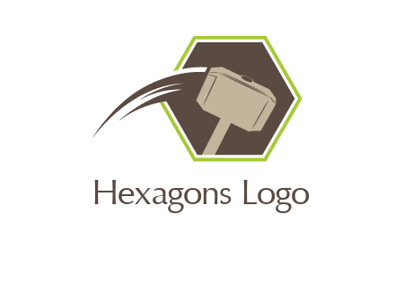 hexagon and heavy hammer head logo illustration