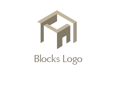 abstract block with door architecture logo